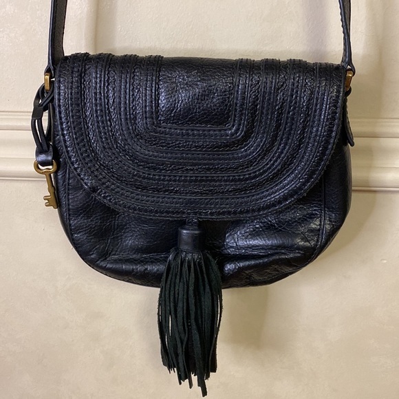 Fossil Bags Fossil Black Leather Tassel Crossbody Handbag Poshmark
